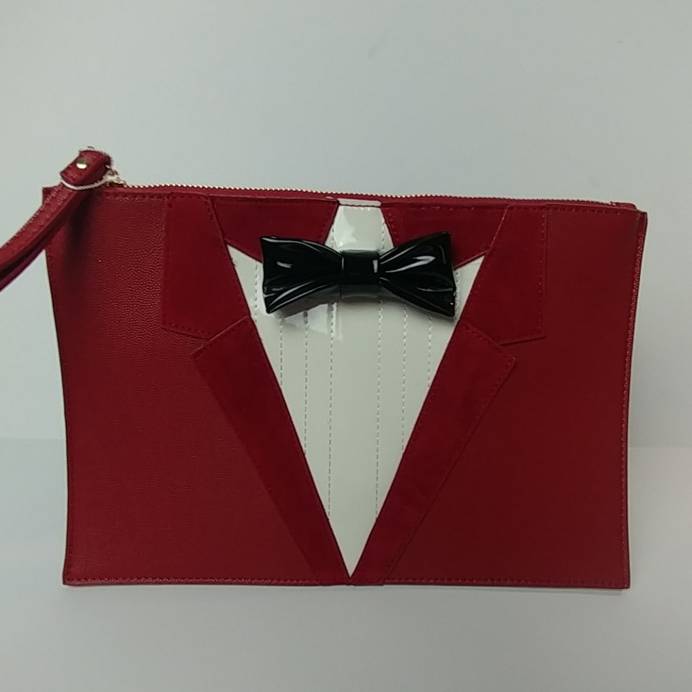 Vegan Leather Envelope Clutch Zipper Closer Purse